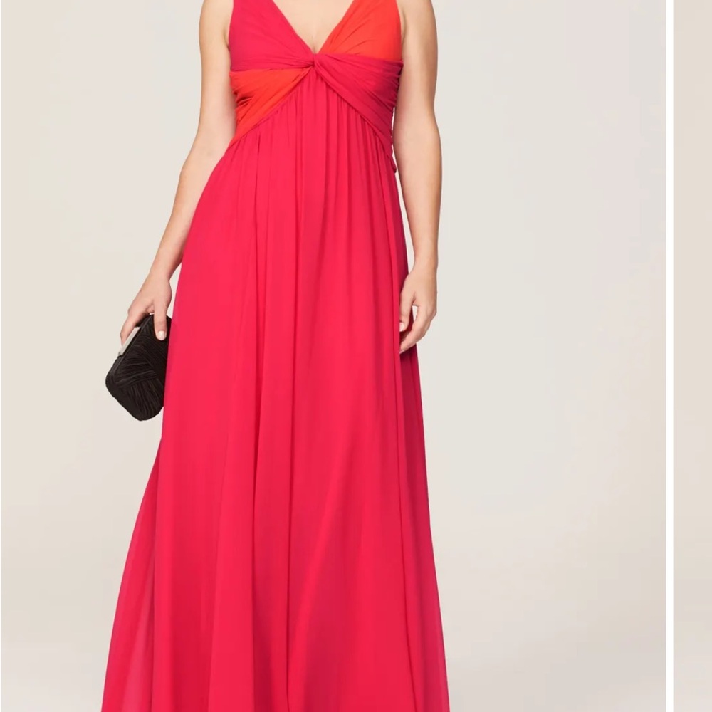 Badgley Mischka Two Tone Twist Gown Orange and Pink
